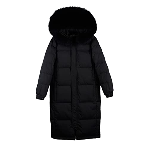 Doudoune à col en fourrure femme manteau d'hiver long à capuche épais