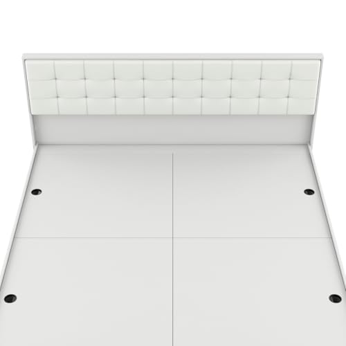 Image of Alvin King Size Box Bed | Engineered Wood | Frosty White Finish | Elegant & Strong | Knock-Down Delivery | 3 Years Warranty