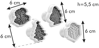Tescoma Cookie Cutters with Stamp Delicia, 4 Pcs, Christmas, 23 x 14.5 x 5.9 cm, Assorted