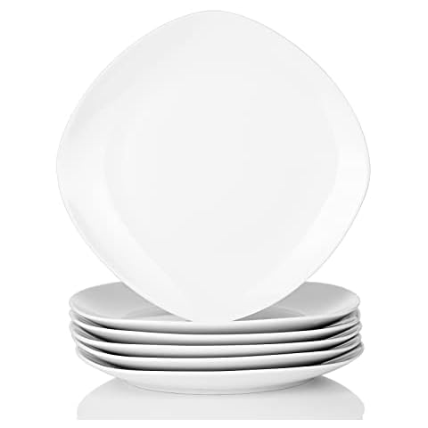 MALACASA, Série Elisa, 6pcs Assiettes Plates Porcelaine Cover