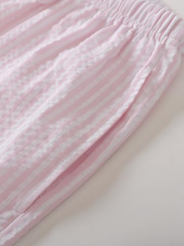 Image of Latuza Women's Cotton Bermuda Long Pajama Shorts Seersucker PJ Sleep Shorts