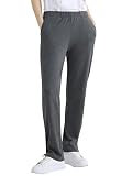 Weintee Women's Petite Knit Pants with Pockets M Charcoal