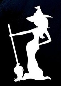 CCI Creative Concept Ideas Cute Witch Decal Vinyl Sticker|Cars Trucks Vans Walls Laptop|White|5.5 in|CCI355