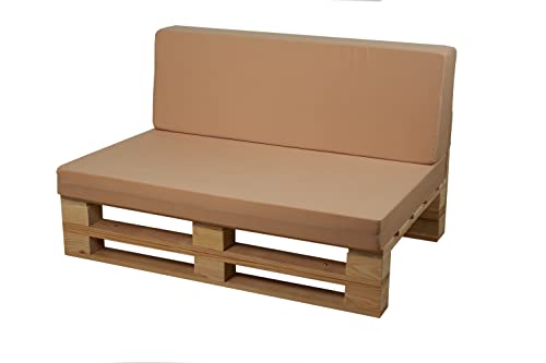 Conjunto Completo de Sofa de palets + Conjunto de Cojines (Microfibra, Arena, 120x80cm)