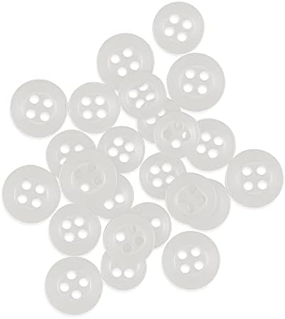 ButtonMode Standard Shirt Buttons 16pc Set Includes 8 Shirt Front Buttons (11mm or 7/16 in), 7 Sleeve Buttons (10mm or 3/8 in) & 7 Collar Buttons (9mm or Almost 3/8 in), Clear White, 22-Buttons
