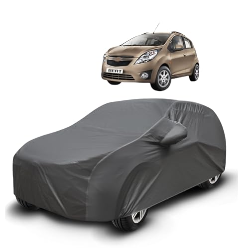 Image of Auto Hub Waterproof Car Cover Compatible with Beat with Mirror Pockets, Soft Cotton Lining, Beat Car Cover Waterproof, Grey