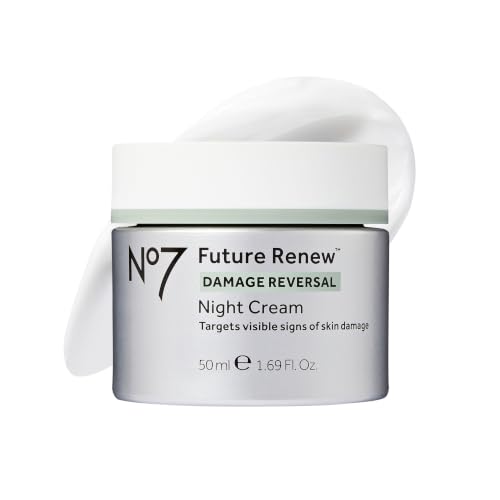 No7 Future Renew Damage Reversal Night Cream - Anti Aging Face Moisturizer - Infused with Peptide Technology to Reverse Visible Signs of Damage - Skin Barrier Repair for Dry Skin (1.69 Oz)