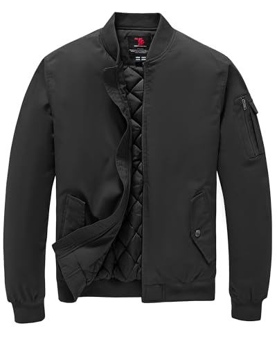 TBMPOY Men's Fall Jacket Winter Windbreaker Bomber Zip Up Padded Softshell Warm Windproof Casual Coat