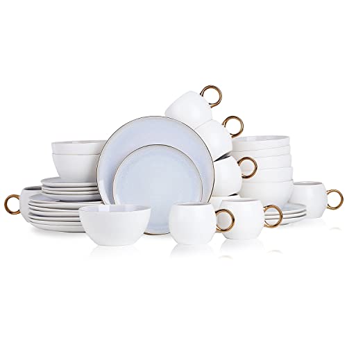 Stone Lain Josephine Formal Porcelain Dinnerware, Set Of 4, Blue, White And Gold 16-Piece #TOP4