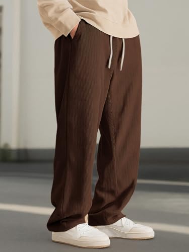 Image of Preneum Men Mid Rise Poly Cotton Loose Fit Trouser || Korean Style Travel & Lounge Wear with Pockets (Available in Plus Size) (Combo Pack of 3)