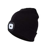 LEDWARNING Stirnlampe mit LED, USB, wiederaufladbar, Schwarz