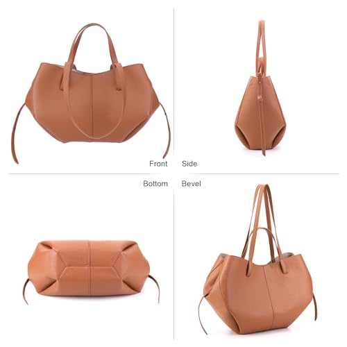 Genuine Leather Vintage Shoulder Bag Large Capacity Tote Bag for Women Chic Leather Tote Handbag with Matching Clutch4