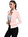 IECCP Sportjacke Damen Langarm Laufjacke Atmungsaktive Sportshirt mit Taschen Trainingsjacke Funktionsshirt Sport Oberteil Gym Yoga Top mit Daumenloch Rosa S