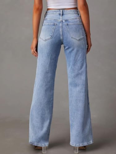 Women's Wide Leg Jeans High Waisted Stretchy Denim Pants 2025 Casual Loose Baggy Long Seamed Trousers with Pockets3