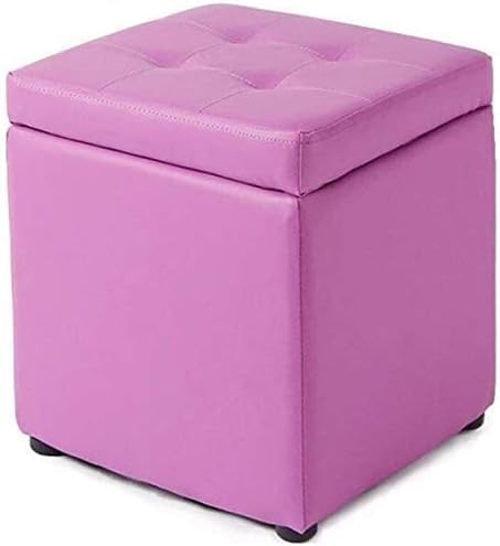 Repose-pieds ottoman carré violet en bois et pouf rembourré en polyuréthane pour le salon