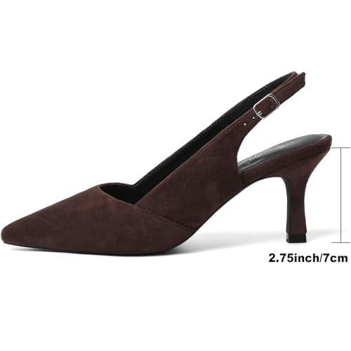 Image of Mostrin Kitten Heels for Women Slingback Pointed Closed Toe Heels Women's Pumps Shoes for Wedding, Party, Commuting