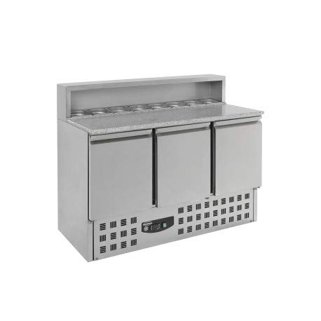 Table Pizza Réfrigérée 3 portes pour 8 GN 1/6 - Combisteel - R600A3 PortesPleine