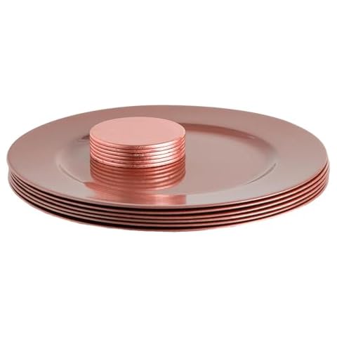 Argon Tableware Rose Gold Charger Plates Set Cover