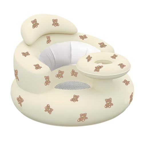 Image of Inflatable Baby Seat with Tray, Comfortable Sit Me Up Floor Seat for Baby Learning to Sit, Portable Built in Air Pump Blow Up Baby Chair，Sitting Support Infant Chair for 3 Months Up