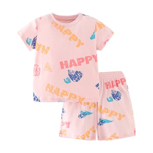 Image of Girls Summer Outfits Toddler Girl Shorts Set Cotton Casual Short Sleeve Shirt and Shorts 2-7T