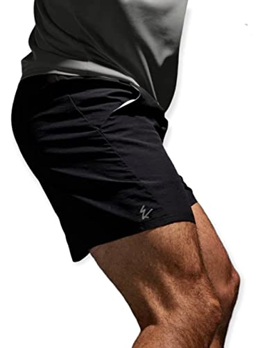 KEN WOKES Men’s Lycra Woven Regular Fit Sports Shorts for Gym, Running, Cycling, Cricket and Many More Sports (Black)