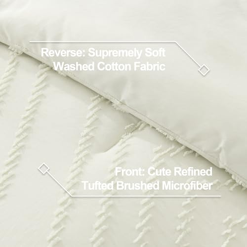 Image of Litanika Boho Full Comforter Set, 3 Pcs Ivory Lightweight Bedding Set