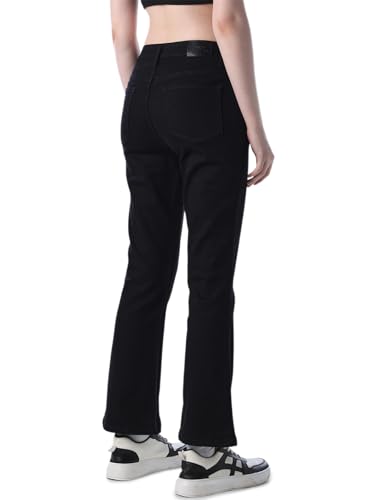 Image of ONLY Women's Solid Flared High Rise Black Jeans