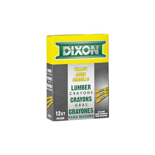 DIXON Industrial Lumber Marking Crayons 4.5 x 1/2 Hex Yellow 12-Pack (X49600)