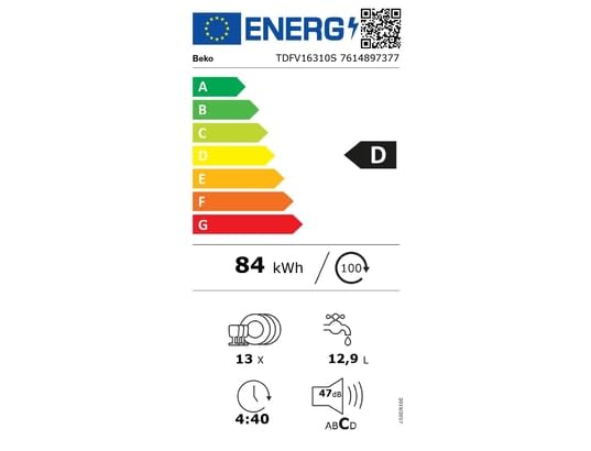 BEKO TDFV16310S Lave-vaisselle pose libre 13 couverts Inox