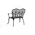 Vulcoa Cast Aluminum Outdoor Patio Bench, Garden Bench with Butterfly Design, Weather Resistant Porch Furniture for Deck, Yard, Front Porch