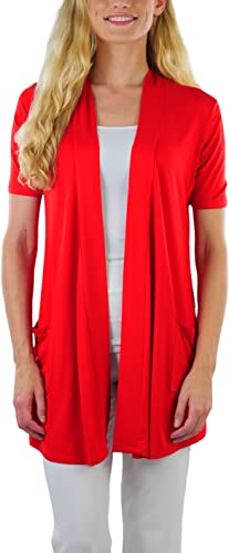 Image of ToBeInStyle Womens Open Front Casual Shrug Lightweight Layering Cardigan Sleeveless or Short Sleeve