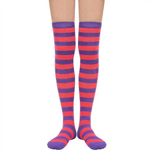 Image of Century Star Thigh High Socks Striped Extra Long Tube for Women Over the Knee Athletic Sports Socks Plus Size Stockings