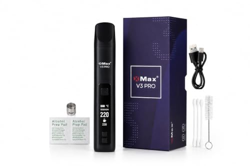 XMax V3 Pro - Advanced Portable Vaporizer with OLED Display Adjustable Temperature Removable battery and Fast Heating. Dry herb concentrate oil compatible. Isolated Air Path USB C 2600mAh