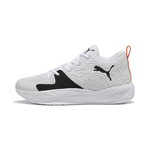 PUMA Chaussures de Basketball mi-Hautes Court Pro 3 Unisexe 40, White Black Melon Glow Orange