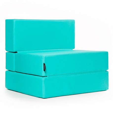 MiPuf - Sofá Puf Cama Plegable - 190x80x20 cm - Tejido para Exterior ignifugo - Doble Costura - Interior Foam Alta Densidad 4 años de Garantía (Náutico Caribe)