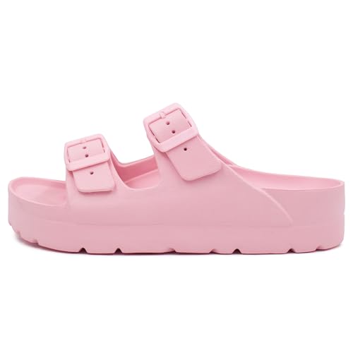 Image of L LOUBIT Women's Platform Sandals with Arch Support Pillow Soft Adjustable Buckle Slides Lightweight Non-Slip Summer Beach Shoes