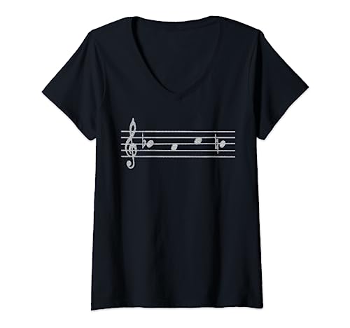 Mujer B A C H como notas musicales músico de notación alemana Camiseta Cuello V