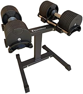 2x 32KG Adjustable Dumbbells Pair (WITH STAND) SilverBack Solid Steel Weight Set Affordable Dumbells Adjustable Weights Space Saver Dumbbells for Home 64KG (32KGx2)
