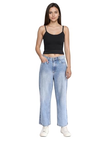 Image of INKD Women's Relaxed Fit Jeans - Mid-Rise | 100% Cotton | Jeans for Women (Available in Plus Sizes)