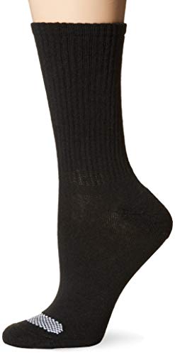 Hanes Women's Plush Comfort Toe Seem Crew Sock 6-Pack, black/w/white vent, Shoe Size: 8-12
