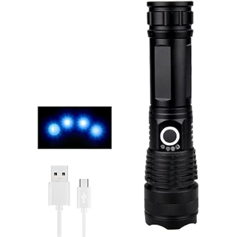 RIEJIN Torches led Super Bright, 3000 High Lumens Rechargeable Torch, Powerful LED Torch with IPX7 Waterproof, 5 Lighting Modes, Zoomable, for Camping Emergency Cover