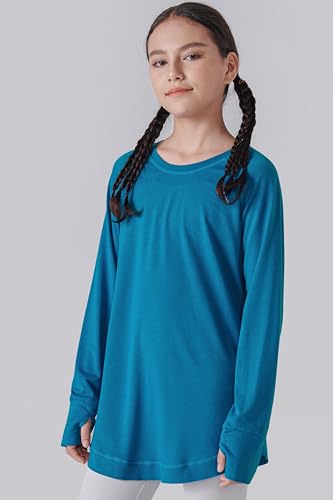 Image of Liberty Pro 2-Pack Girls' Loose Fit Long Sleeve Tunic Tops with Pockets and Thumb Holes, Casual T Shirts for Tween Kids