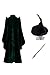 Meicogo Women Professor Witch Cosplay Costume Halloween Wizard Cloak with Hat Wand Robe Coat (Mcgonagall Outfit, Medium)