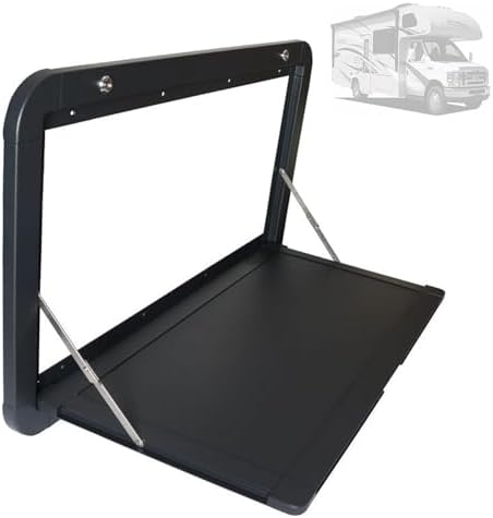 Foldable RV Table - Wall-Mounted Aluminum Picnic Table for Campervans & Motorhomes, Outdoor Use (Black, 80 * 45cm/31 * 17.7") - Compact, Lightweight & Durable