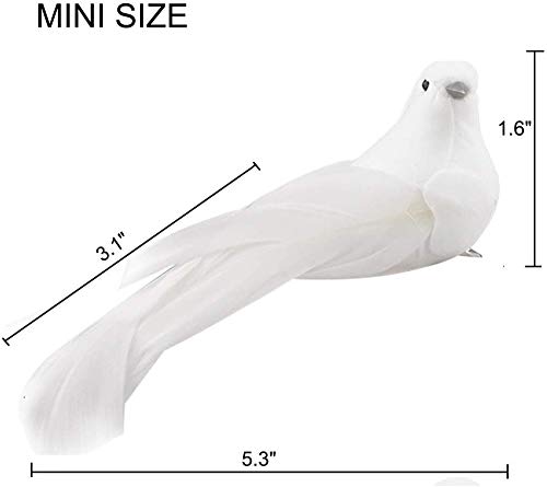 Uwioff Artificial Birds, 12 Pcs Artificial White Doves Simulation Foam White Feathered Artificial Birds Doves Clip On Ornament For Christmas Tree Decorations thumb #1