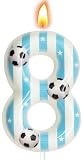 Soccer Themed Birthday Candles, Number Candles for Birthday Party Cake Decoration Supplies (Blue, Number 8)