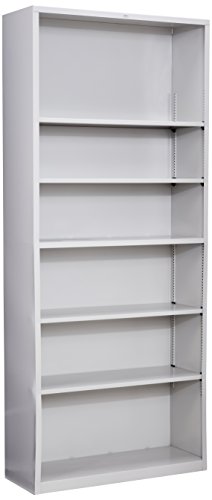 HON Brigade Metal Bookcase - Bookcase with Six Shelves, 34-1/2w by 12-5/8d by 81-1/8h, Light Gray (HS82ABC)