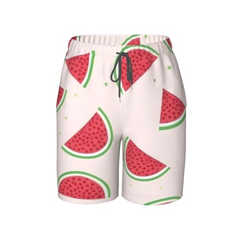 Pink Watermelon Youth Beach Pants, Soft and Breathable, with Drawstring Waist, Suitable for Sports and Leisure.