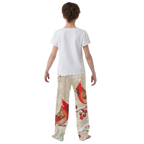 Christmas Cardinal Boys Long Pants Soft Trousers Elastic Waist Kids Lounge Bottoms with Pockets S-XL3