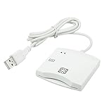 Smart Chip Card Reader for EMV SIM eID Writer Programmer DOD Military USB ISO7816 Contact Common Access CAC Smart Card Reader + SDK Kit, Compatible with Mac OS, Win, Linux (White)